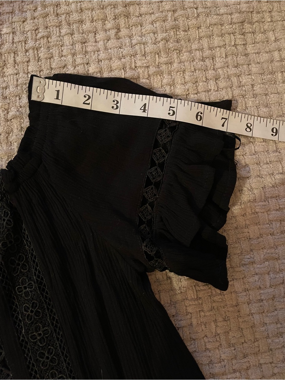 🌙✨ Ambiance Black Off-Shoulder Lace-Trim Peasant Top - Picture 8 of 11